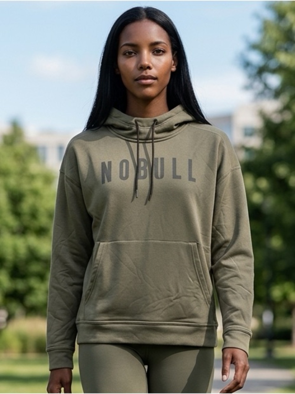 NWT NOBULL Women’s Olive Green Graphic Logo Athletic Hoodie - Size Small